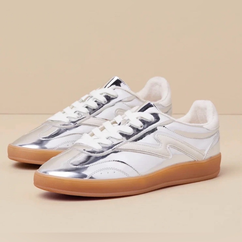 Madden Girl Silver and White Sneakers